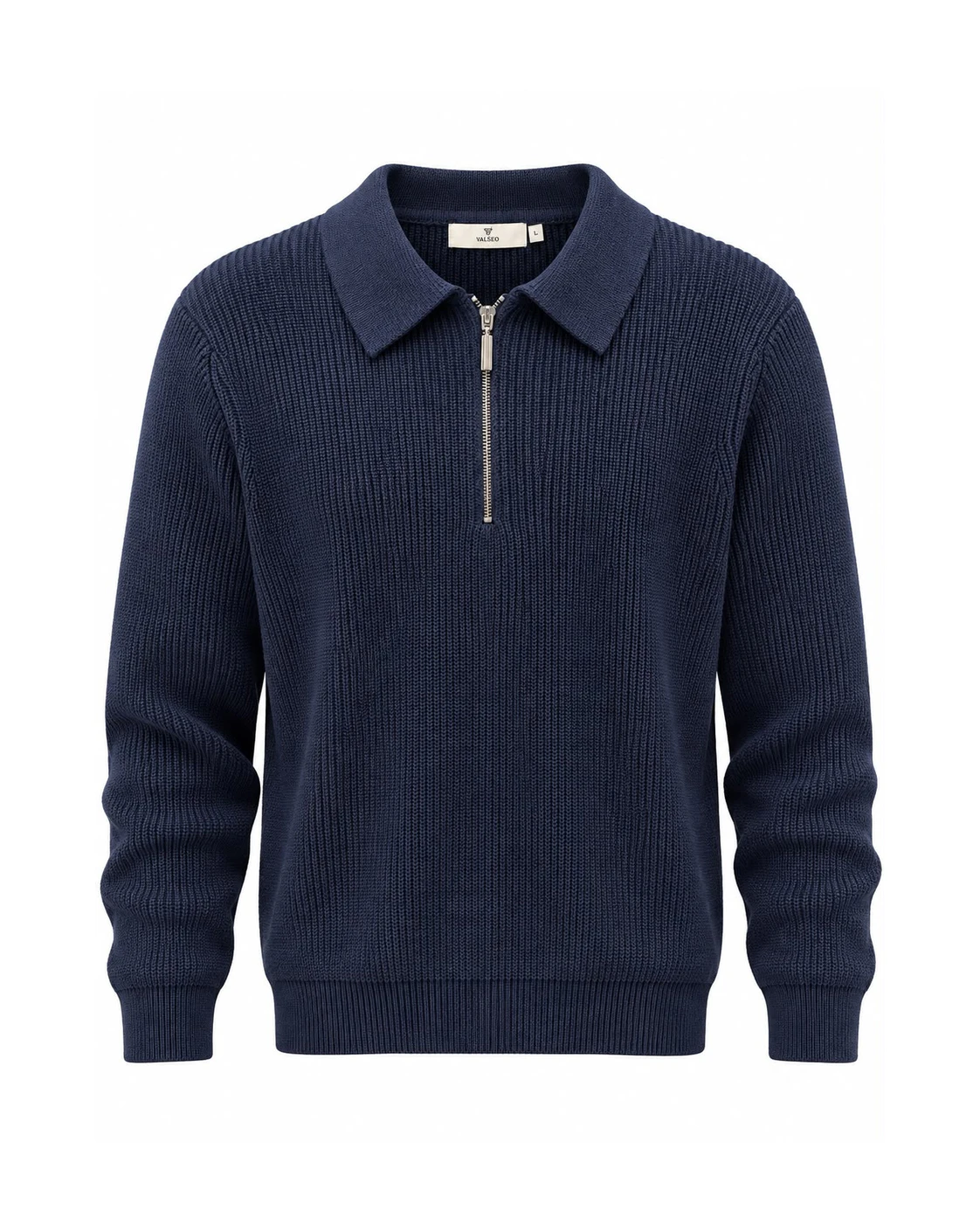 Polo de punto azul marino