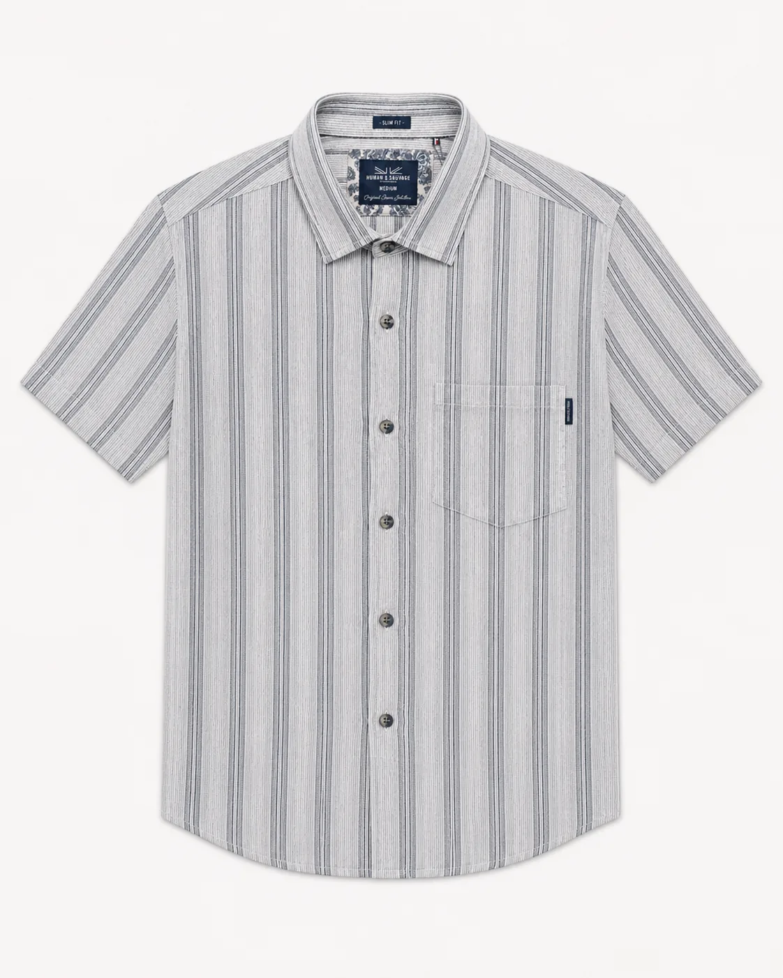 Camisa corta Rayada Azul