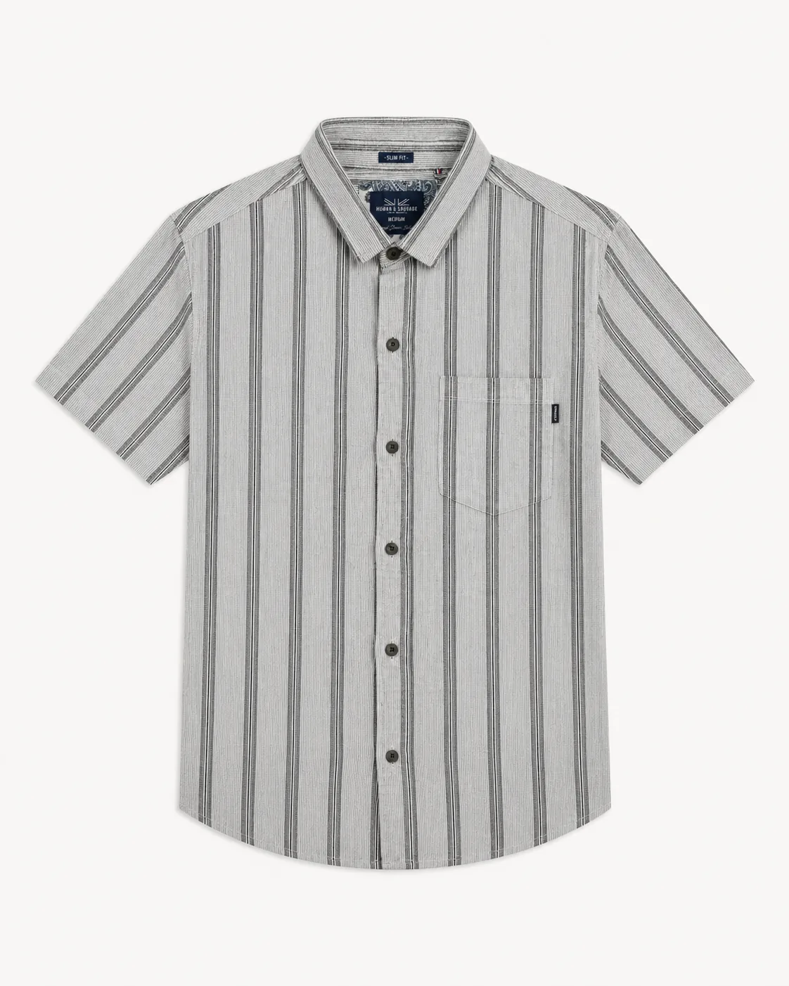 Camisa corta Rayada Negra
